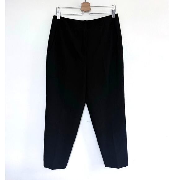 AKRIS black wool textured flat front textured cropped high rise dress pants - Picture 1 of 12